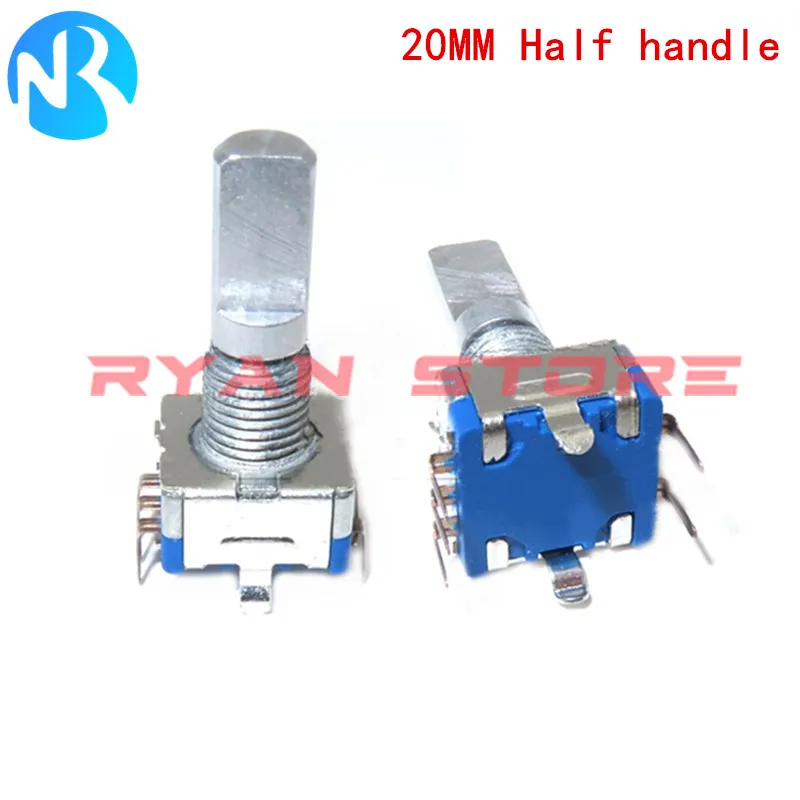 5PCS EC11 20 Position 360 Degree Rotary Encoder With Push Button Switch 5Pin Handle Long 15/20MM Plum Handle/ Half Handle