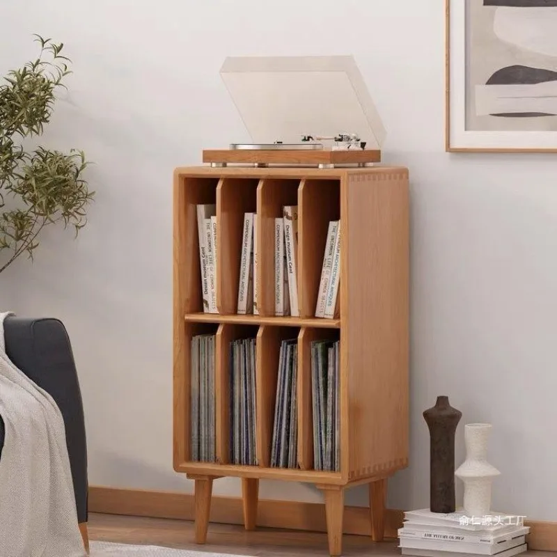 Solid wood vinyl record cabinet pine storage rack cherry small bookcase side cabinet Nordic magazine cabinet