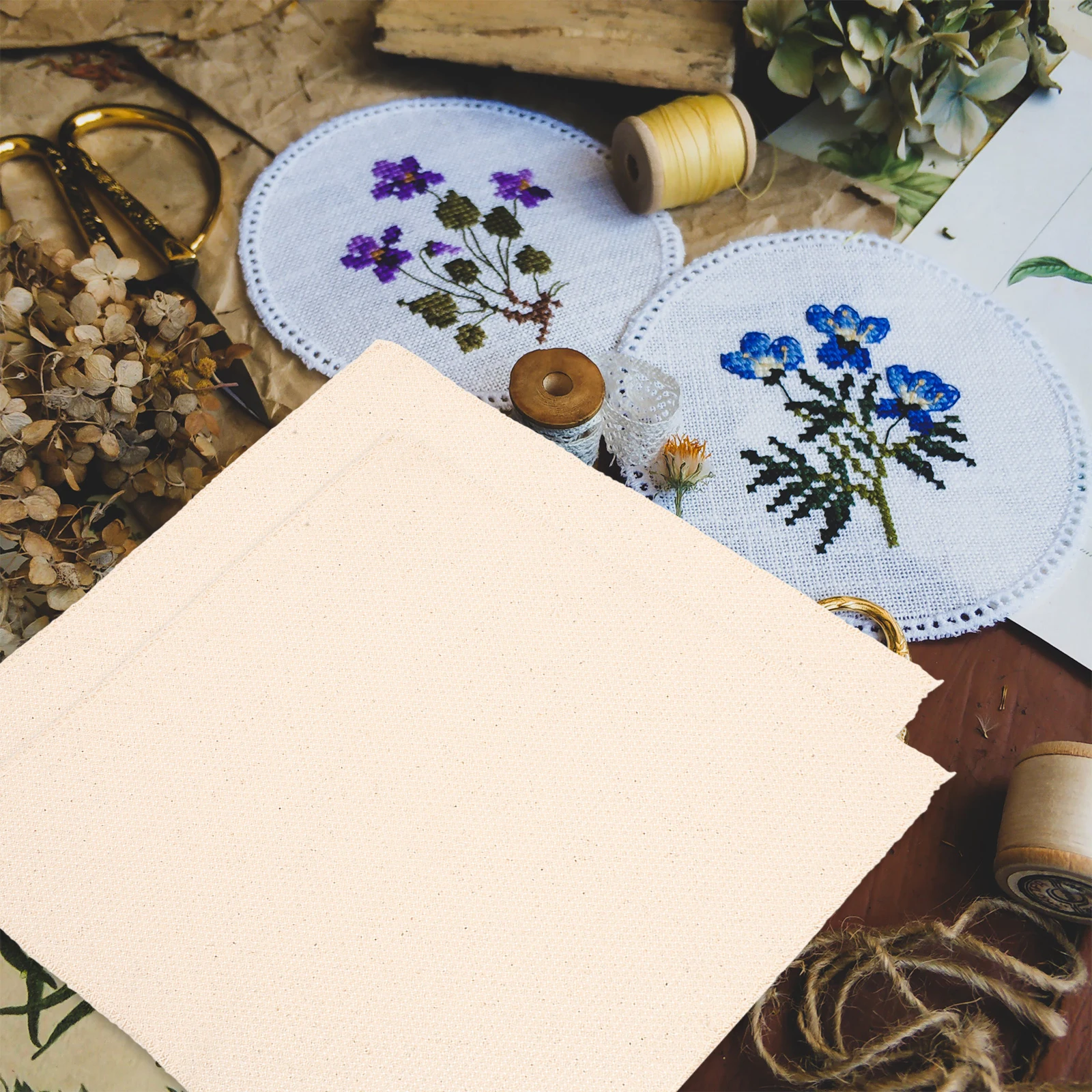 

5 Sheets Cross Stitch Fabric Polyester Cotton Embroidery Cloth for DIY Sewing Projects Portable Embroidery Gridding Cloth