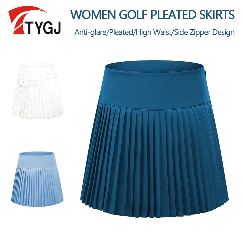 

TTYGJ Summer Women Golf Pleated Skirt Anti-glare Sports Golf Short Skirt Ladies High Waist Sports Skorts Slim Badminton Clothing