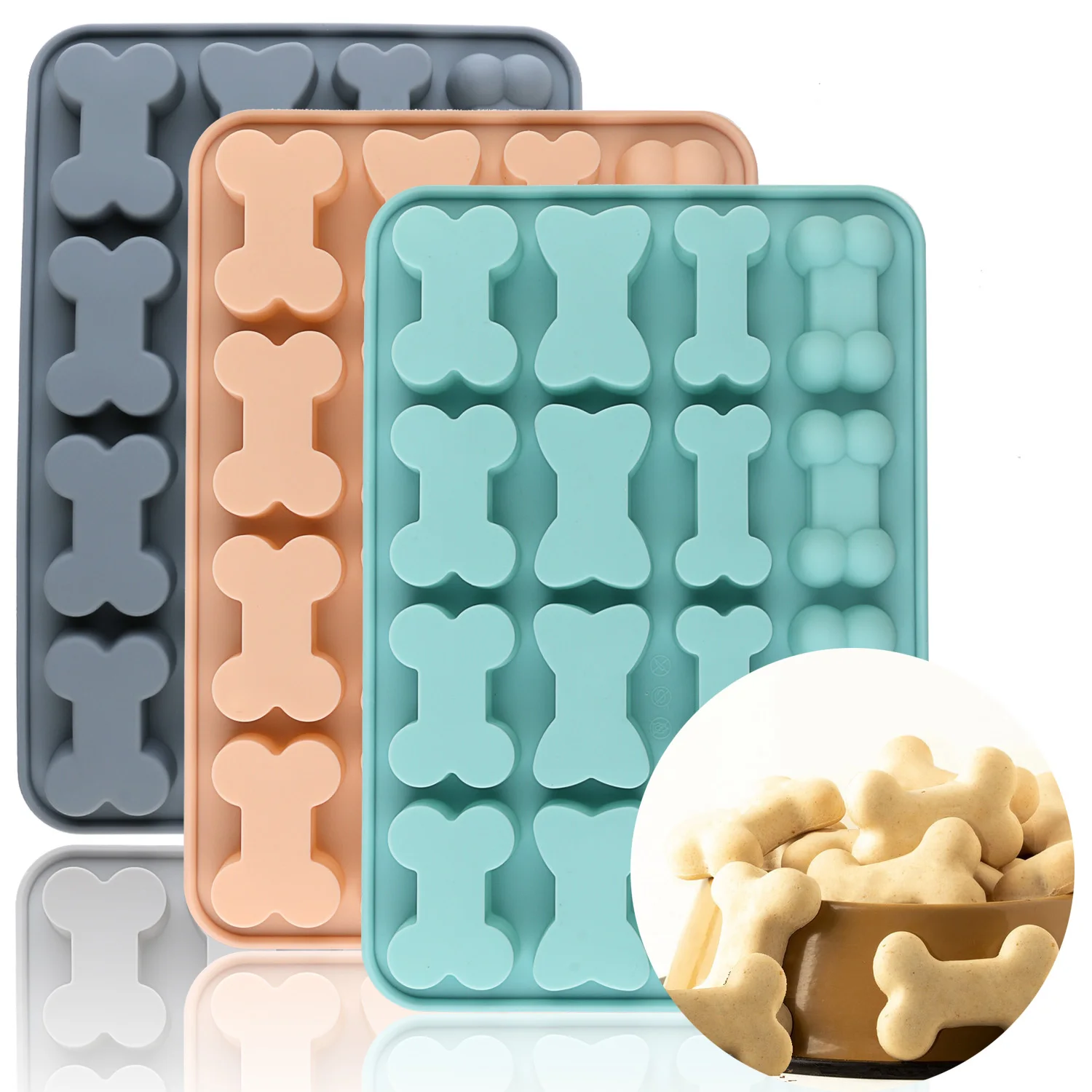A Bone-Shaped Cookie Pet Treat Silicone Baking Mold, Food-Grade Silicone, Non-Stick and Easy to Demold, High Temperature Resistant, Flexible and Durable, Can Be Used to Make Bone-Shaped Cookies, Pet Treats, Cake Decorations, Etc