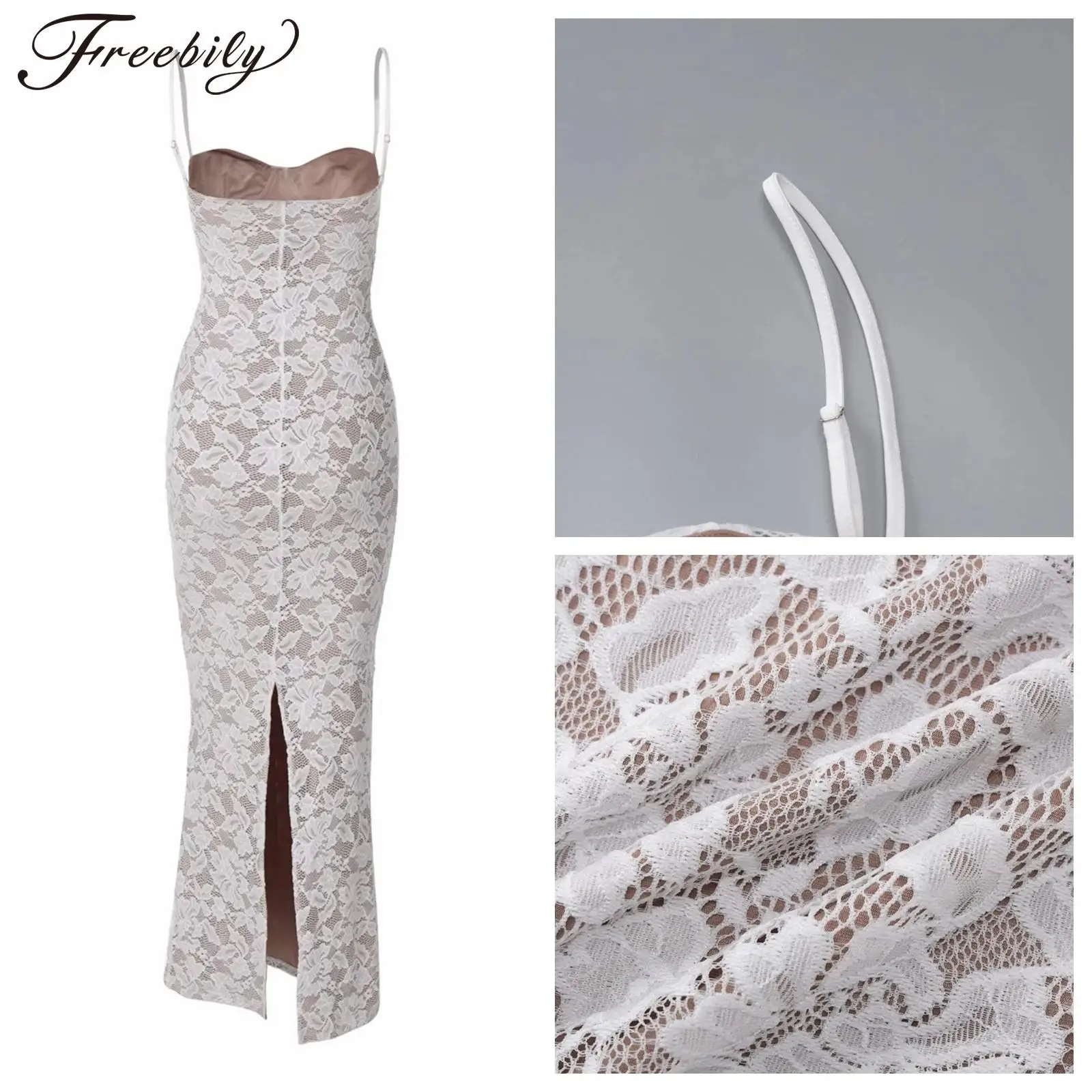 女性用花柄ドレス、ゲスト用ボディコンマキシドレス、シアーキャミドレス、レーススパゲッティストラップドレス、カクテル、結婚式、パーティー、プロムガウン
