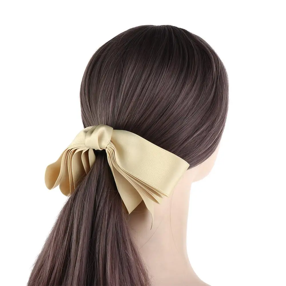 High Ponytail Korean Satin Bow Streamer Banana Clip Vertical Ponytail Clip Twister Headpiece High Ponytail Fix Creative Silmple