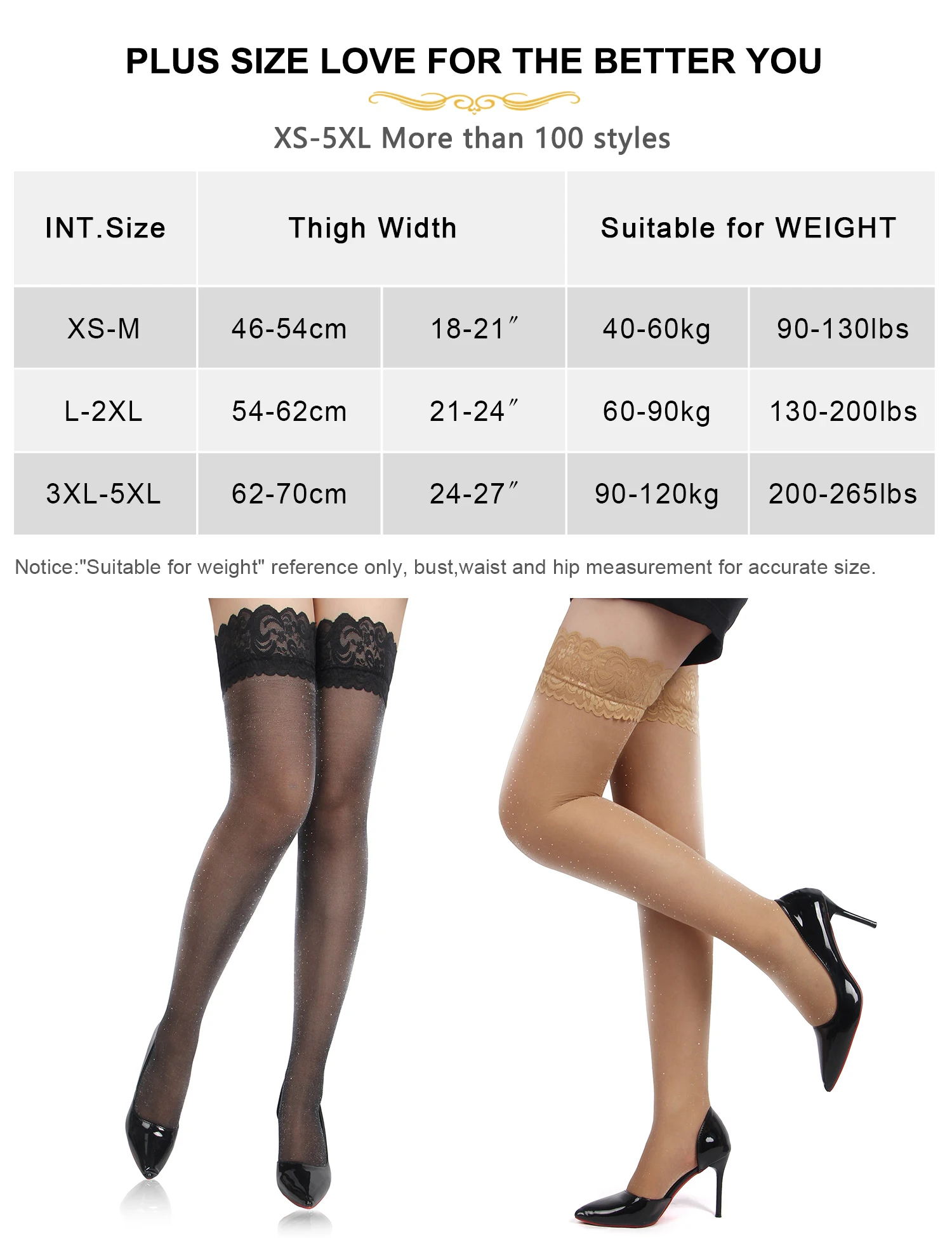 Ohyeahlady Solid Black Women's Stocking Stretch Floral Lace Pearlescent Sock See Through Plus Size Stockings with Silicone Strap - Image 6