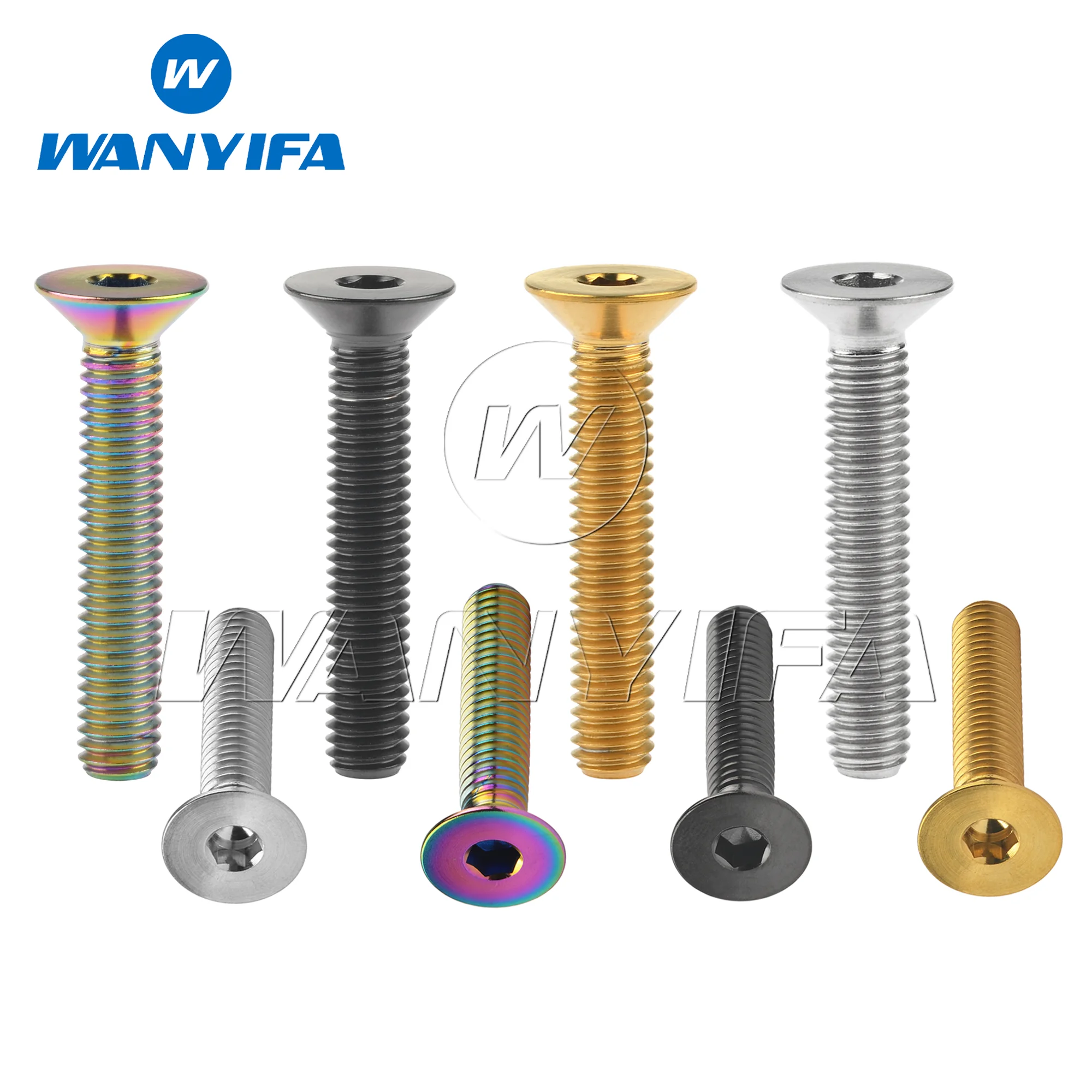 Wanyifa Titanium Bolt M6x10 15 20 25 30 35 40 45mm Hex Flat Countersunk Head Screws for Bicycle Accessories