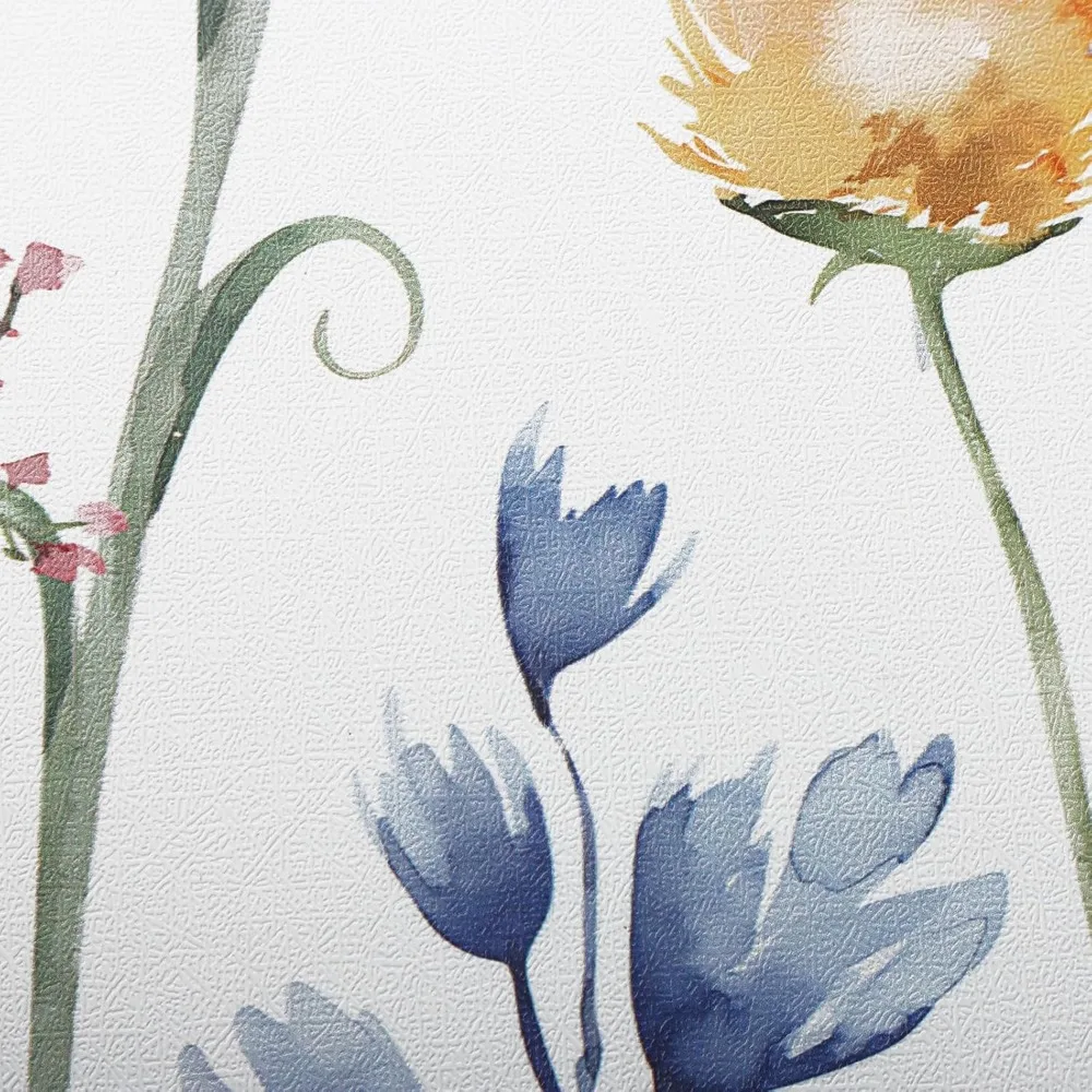 ورق جدران ذاتي اللصق مقاوم للماء قابل للإزالة بالزهور الزرقاء للأثاث، 16.1 × 787 بوصة، تطبيق سهل التقشير واللصق