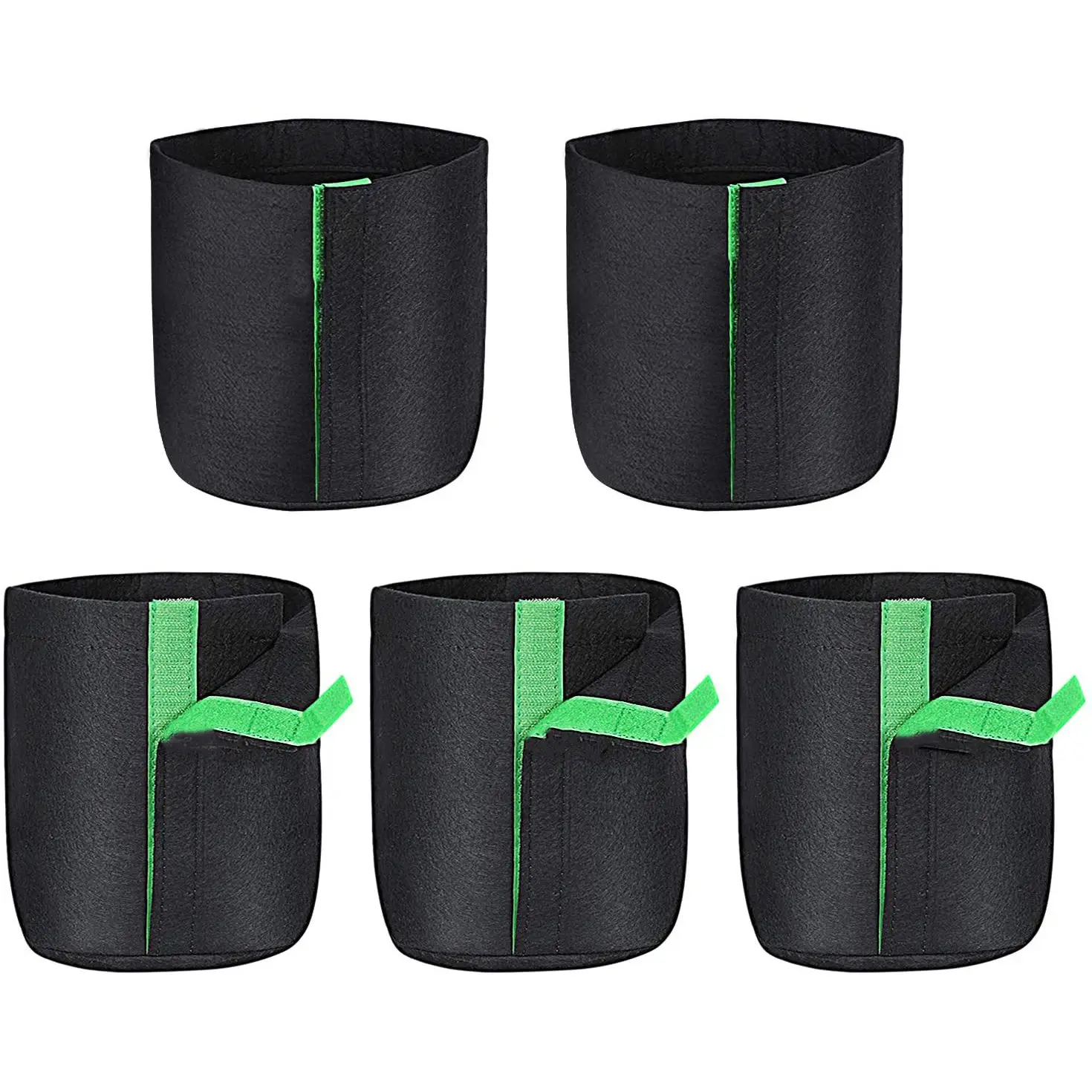 

2 Gallon Grow Bags, Fabric Pots with Self-Adhesive Sides for Transplanting Garden Vegetables Potato Flower Plant 5Pcs