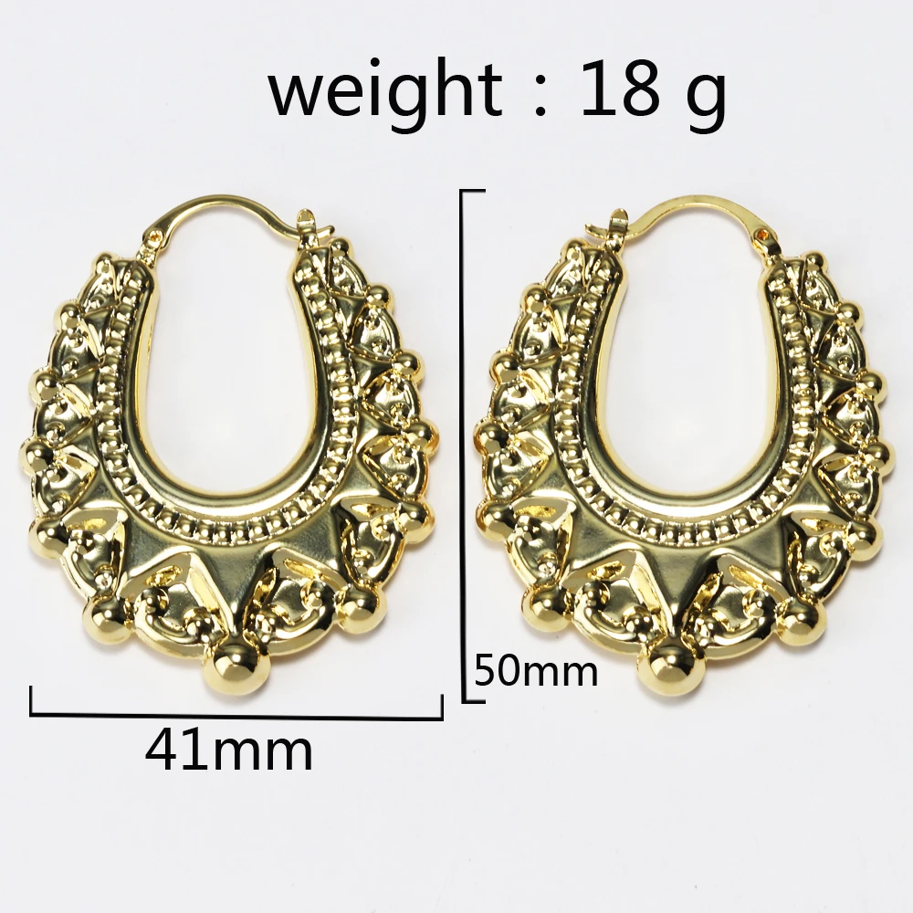 Luxury Quality Vintage Non Tarnish Womens Earrings 18K Gold Plated Waterproof Hypoallergenic Spikes Beads Fashion Hoop Earring