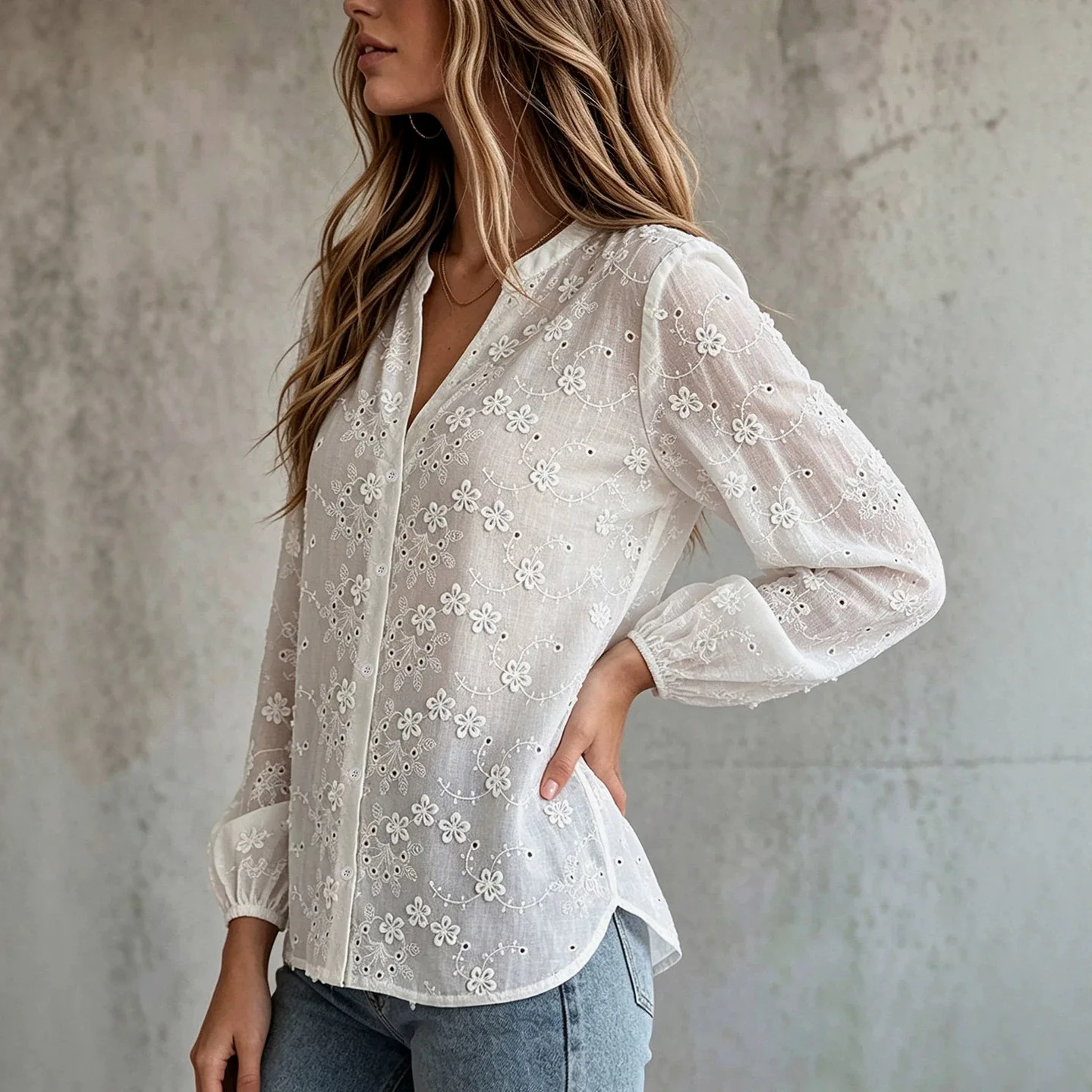 Plus-size Hollow Embroidered T - Embroidery White Dress recension och pris