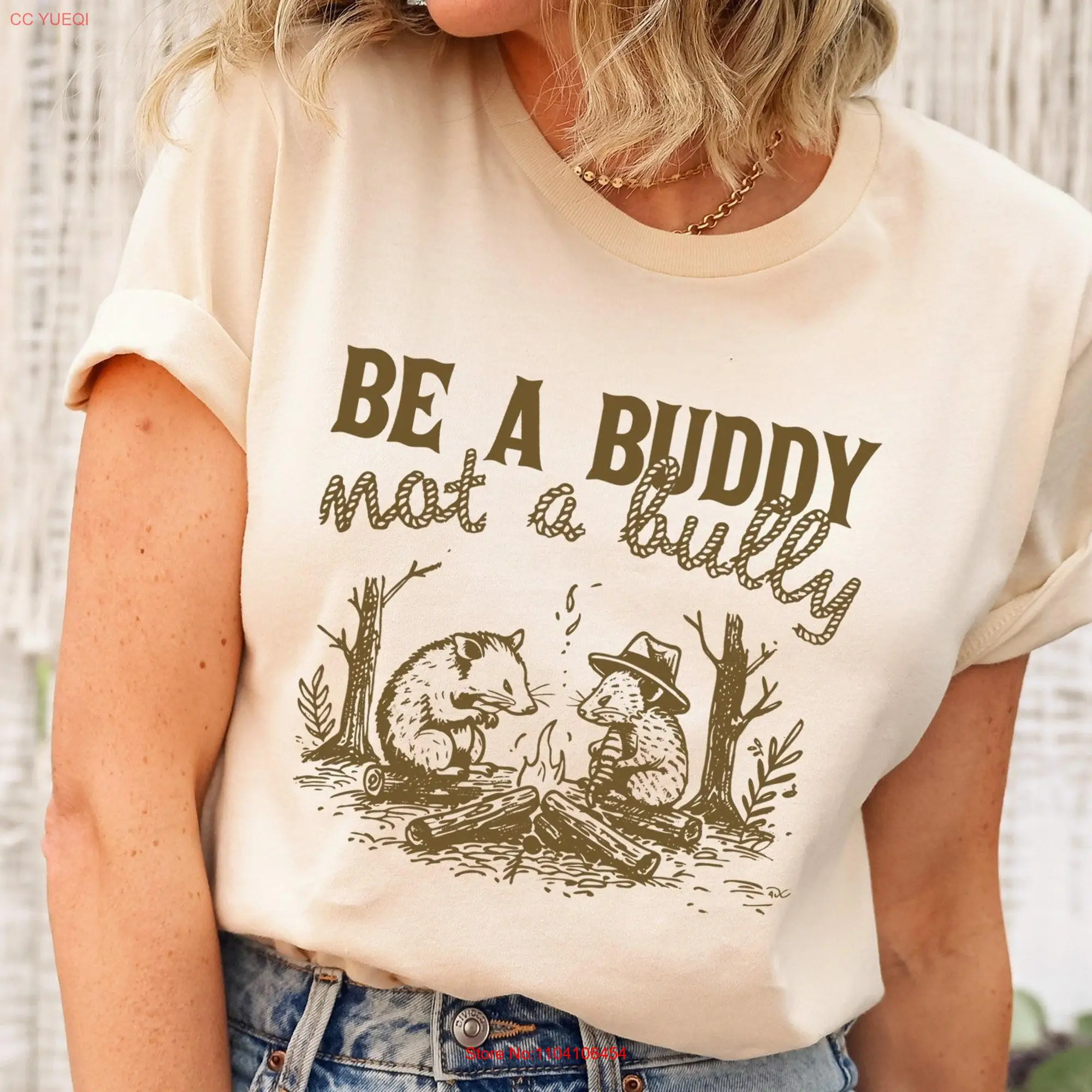 Be A Buddy Not Bully Raccoon T Shirt Anti Bullying Funny Cowboy Possum Awareness Counselor Social Worker