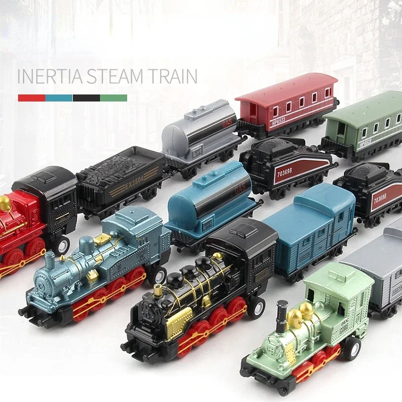 Set di treni a vapore Veicoli ferroviari Giocattoli Mini Fonde sotto pressione Lega di metallo Giocattoli classici Bambini che imparano l'educazione Regalo di Natale