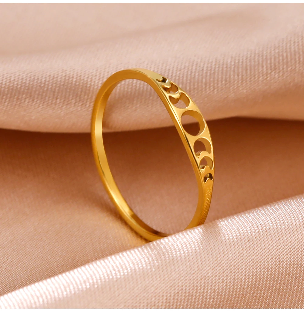 COOLTIME Mondphasenring für Damen, Edelstahl, minimalistisch, Paarringe, Schmuck, Jahrestagsgeschenk, 2026, neu im Großhandel – Detail 10