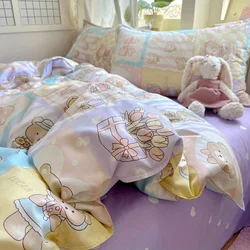 Lucky Dog Bedding Set Cute Cartoon No Filler Twin Full Size Duvet Cover Flat Sheet Pillowcase Fashion Girls Boys New Bed Linen