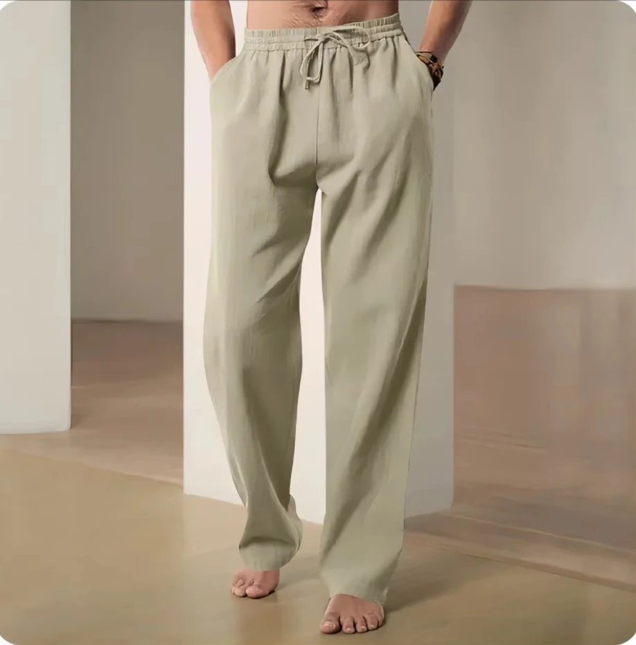 

Мужские пляжные брюки-джоггеры из хлопка и льна, быстросохнущие, повседневные, для отдыха, в гавайском стиле, весна-лето, свободные, длинные