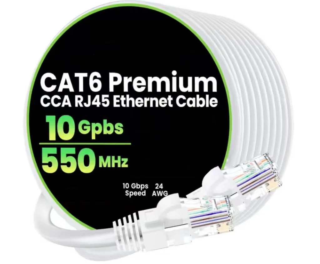 HHDZI White Cat6 Ethernet Cable, 24AWG Pure Copper, Gold-Plated Plug, Anti-Interference Gigabit LAN Cord for Home Dorm Gaming