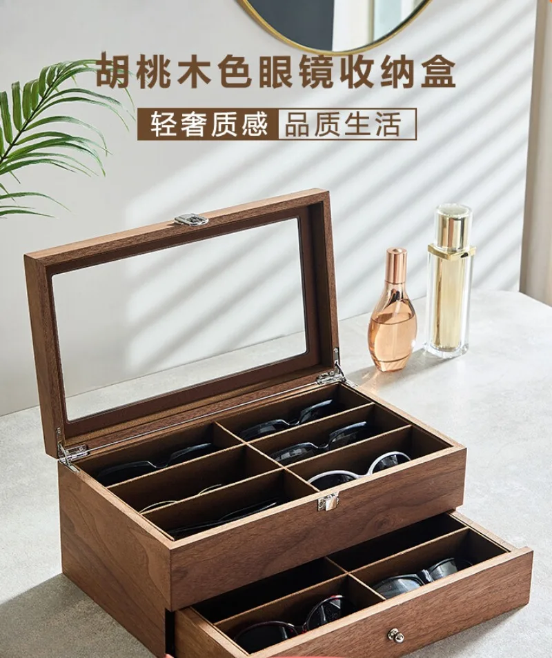 Glasses Sunglasses Jewelry Storage Box Wooden Multifunctional Large Capacity High-grade Exquisite Solid Sunglasses Display Box