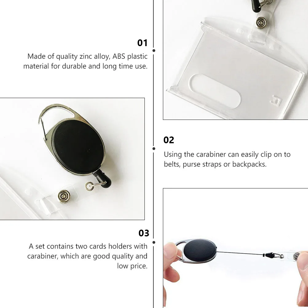 2 قطعة حامل شارة الهوية الواضحة سبائك الزنك ABS البلاستيك اسم العلامة حامي قابل للسحب حلقة تسلق المنزل مكتب المدرسة السفر استخدام #2