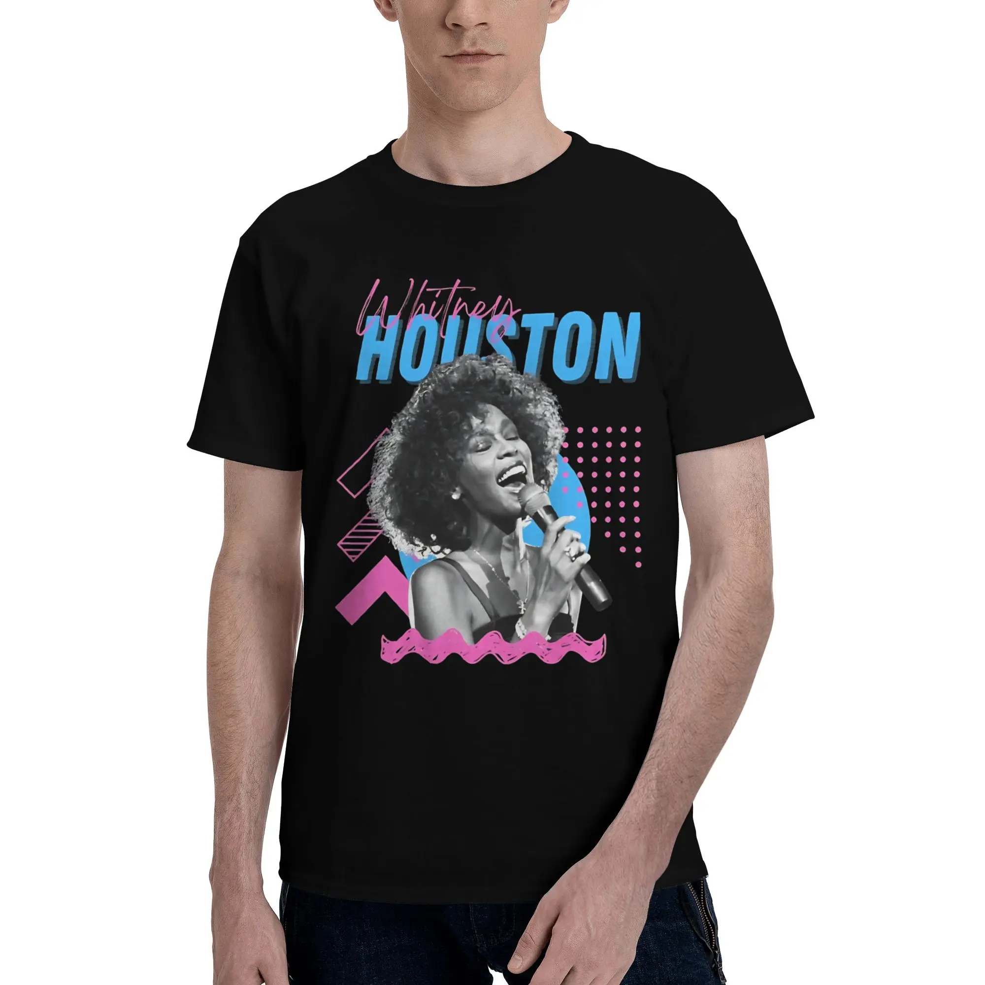 Art Funny Graphic 100% Cotton T-Shirt Whitney Houston Tees Tops For Men