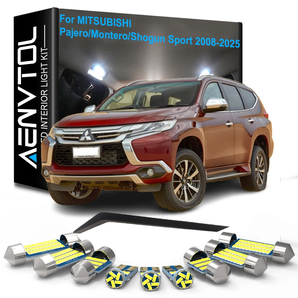 

16 шт. светодиодные внутренние фонари Canbus для Mitsubishi Pajero/Montero/Shogun Sport 2008-2025, купольная карта автомобиля, дверь багажника, номерной знак, лампа