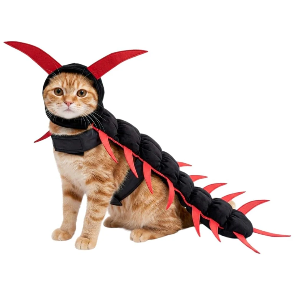 Cat Centipede Costume Halloween Kitten Cosplay Clothes Funny Adjustable Pet Outfit Scary Shape Suit for Outdoor Party Dress