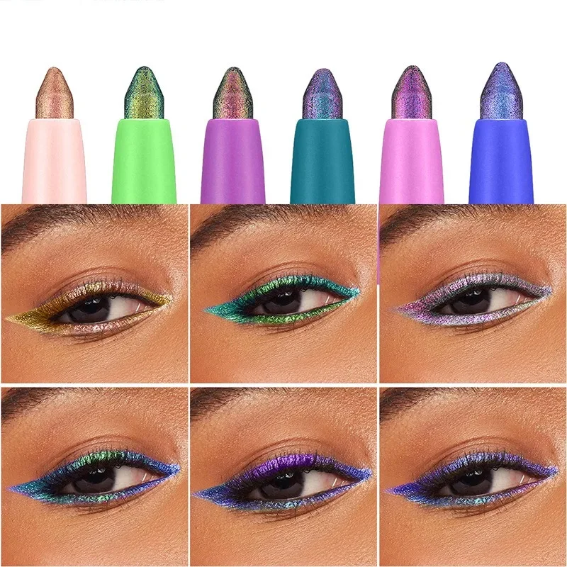 Parelmoer Aurora Paarse Eyeliner Pen Kameleon Metallic Eyeliner Glanzende Oogschaduw Liggende Zijderups Groen Blauw Make-up Pigment