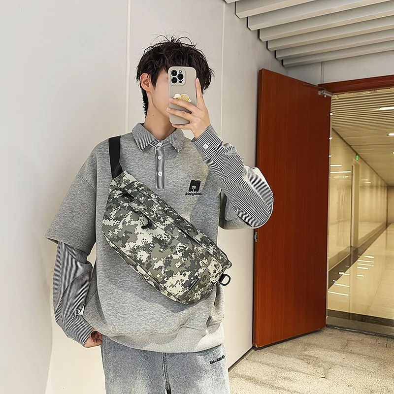 Men's Tactical Crossbody Pack - Camo Chest Waist Bag Phone Holster, Multifunction Sport Sling for Hiking Cycling Gym