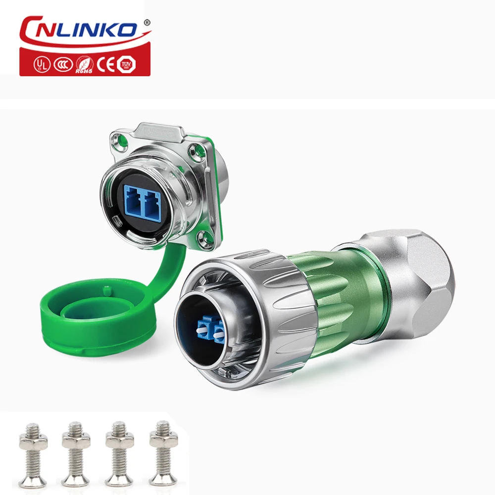 CNLINKO M24 Industrial IP68 Waterproof Fiber Connector DH24 Single Mode LC to LC Optical Fiber Adapter Plug Socket Panel Mount