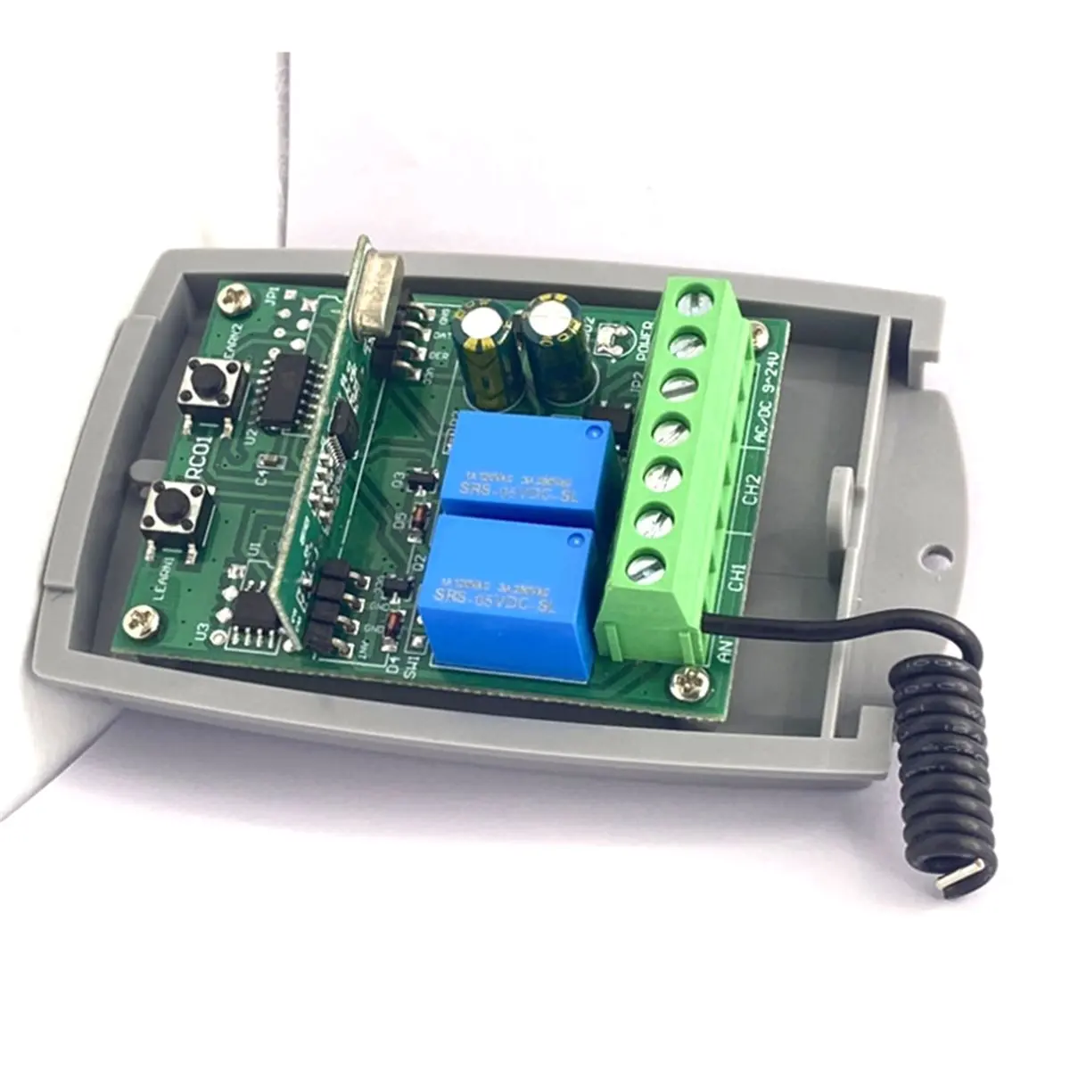 PHONE&GEAR 2CH 433mhz Garage Door Opener Gate Receiver Universal 10A Multi- Controller Switch Fixed Rolling Code