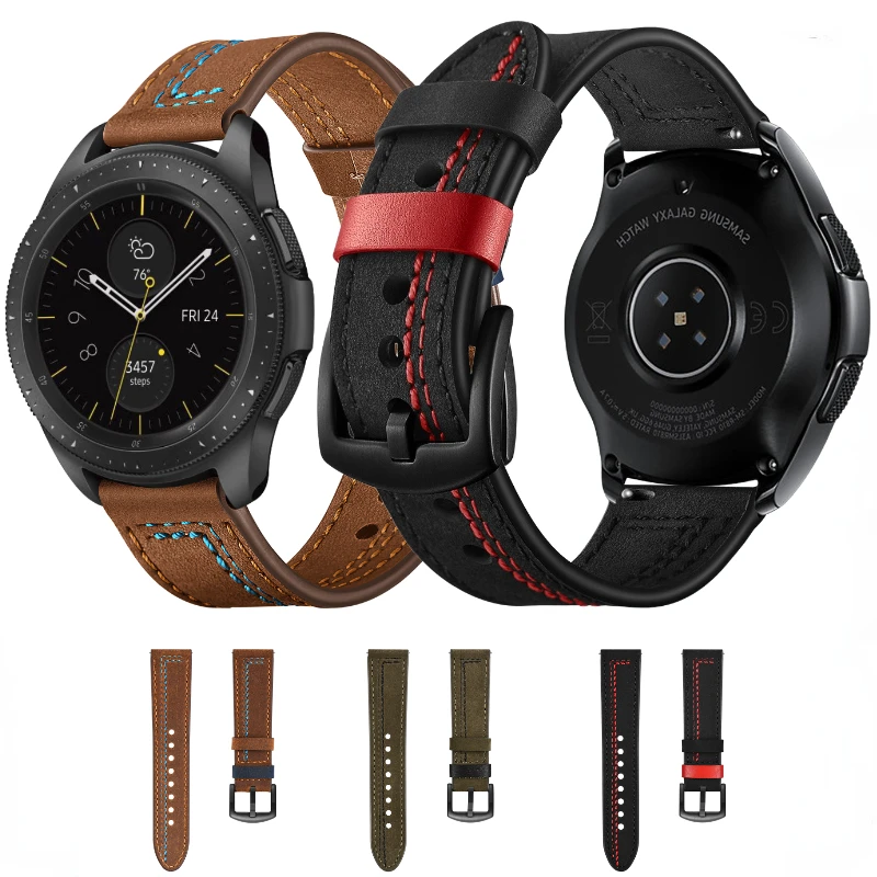 

22mm 20mm Leather Strap for Samsung Galaxy Watch 4/5/6 Band Huawei Watch 3/4/GT2-3 Bracelet Wristband for Amazfit GTR/GTS Correa