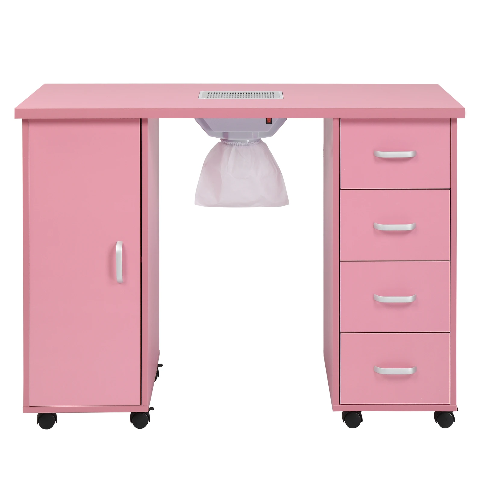 MDF Single Door 4 Drawers With Fan Pink Nail Table