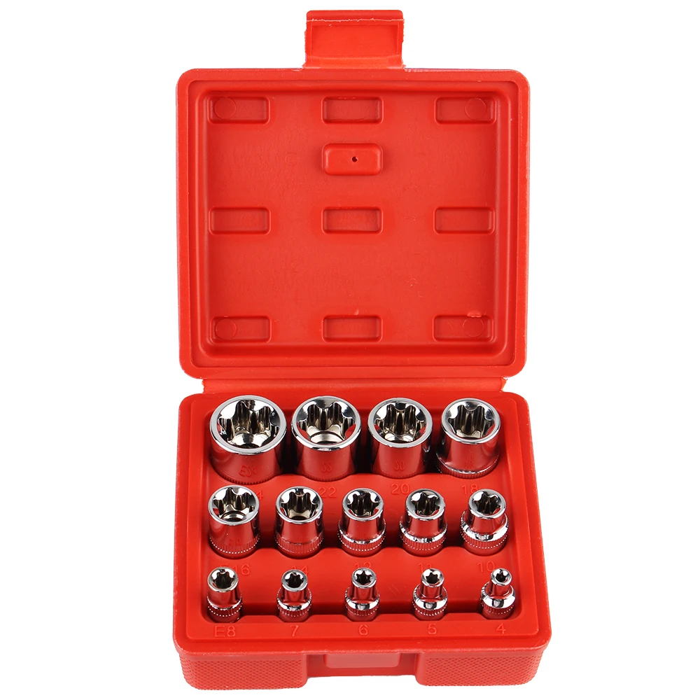 GETLITOOL 14-Piece E-Torx Socket Set – CR-V Steel, Sizes E4-E24, With Organizer Case For Car Repair & DIY