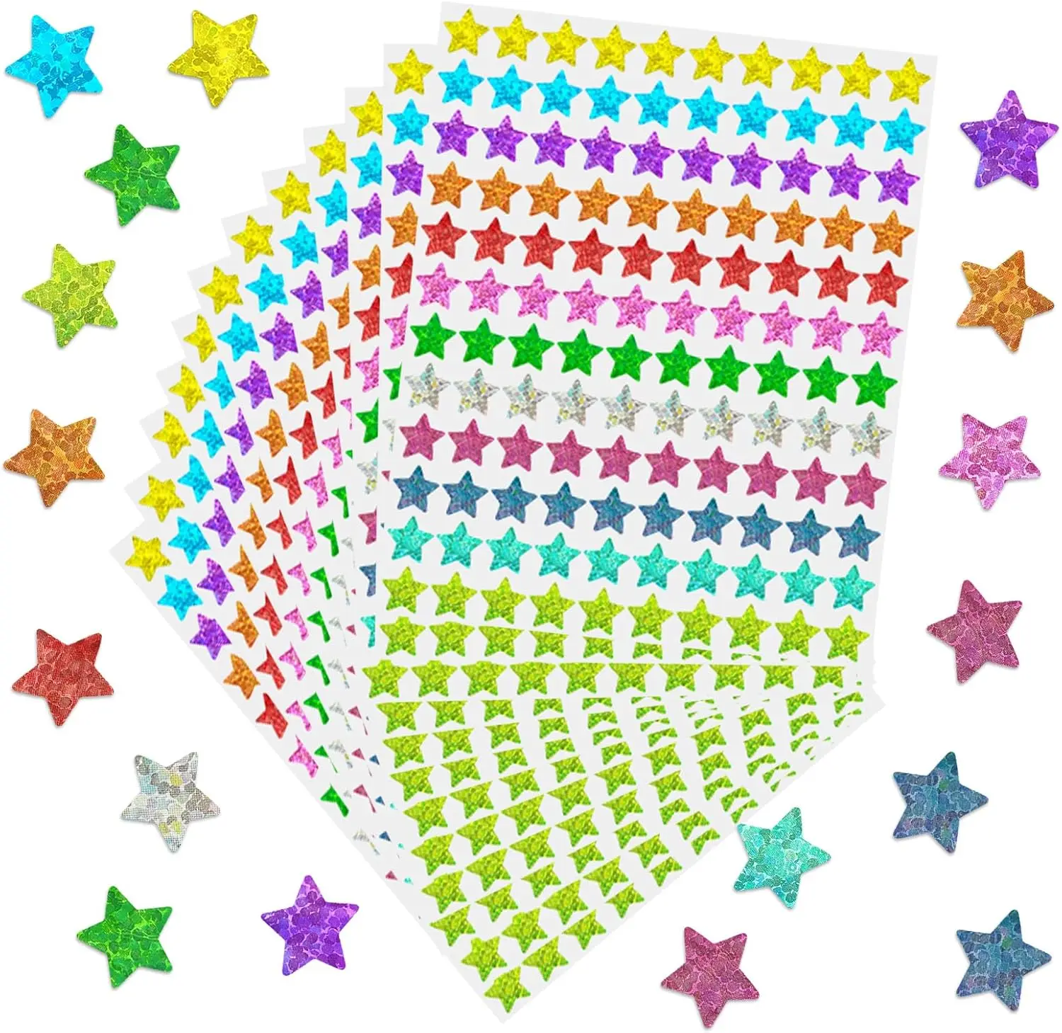 1440Pcs Small Star Stickers for  Reward, 12 Sheets Foil Star Stickers Self-Adhesive Holographic Star Sticker for Reward Chart DI