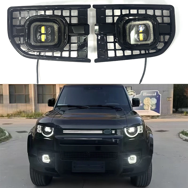 Car LED Fog Lights For Land Rover Defender 2020 2021 2022 Kit Daytime Running Fog Lamp Cover With Harness