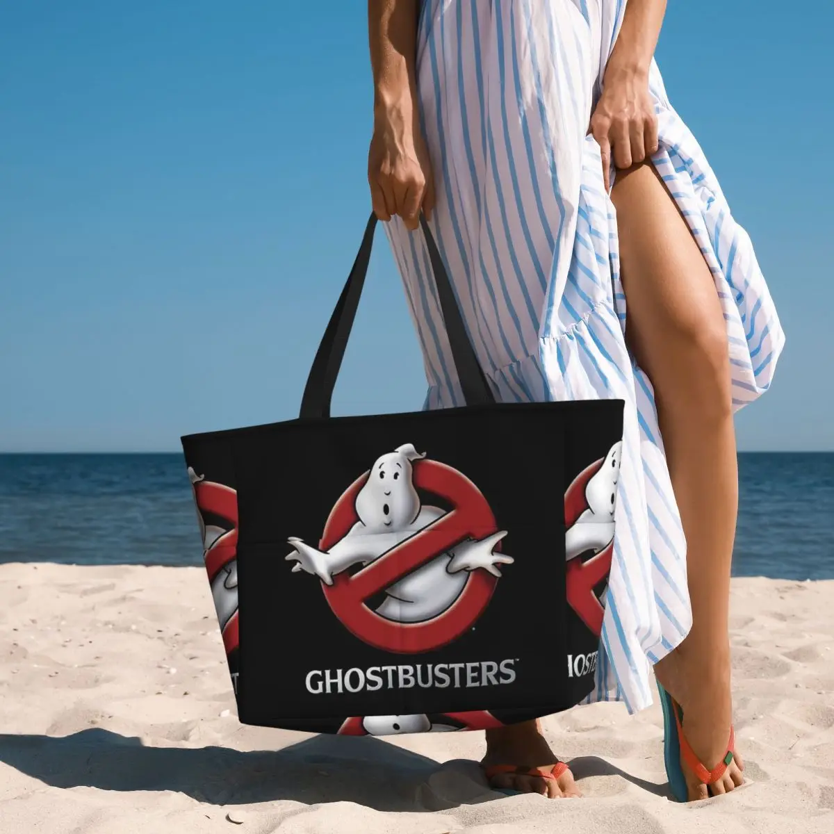 The GhostBusters Logo Pattern Beach Tote Bag Sport Gym Yoga Duffle Large Tote Bag Women Travel Bag Fitness bag
