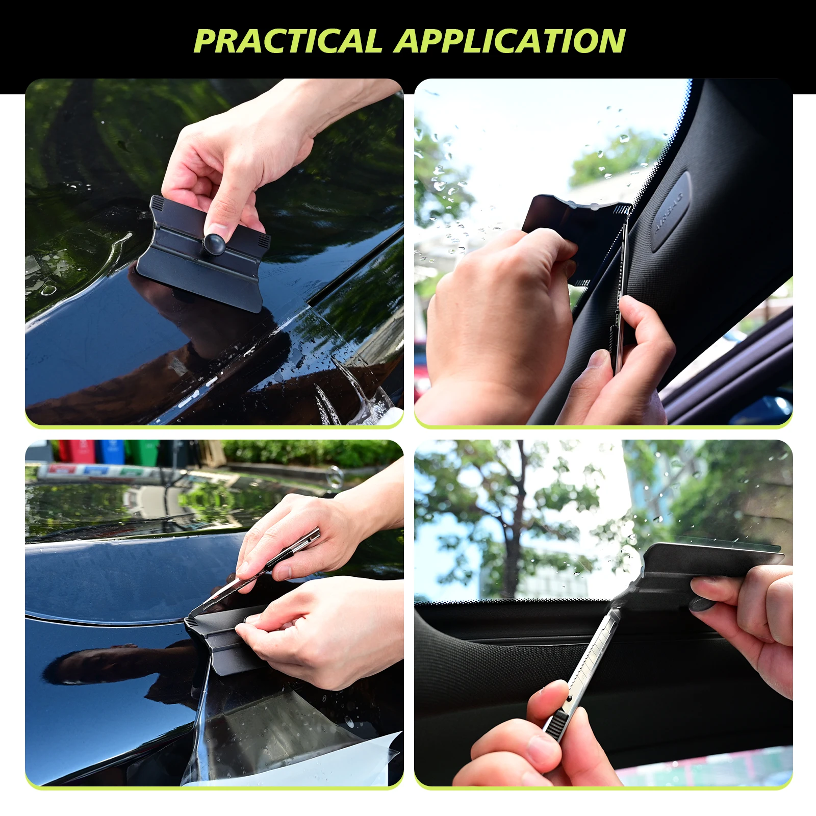 FOSHIO Multi-Purpose Tint Film Squeegee With Hole For Precise Cutting Car Cleaning Vinyl Wrap Installing Craft Sign Making Tools