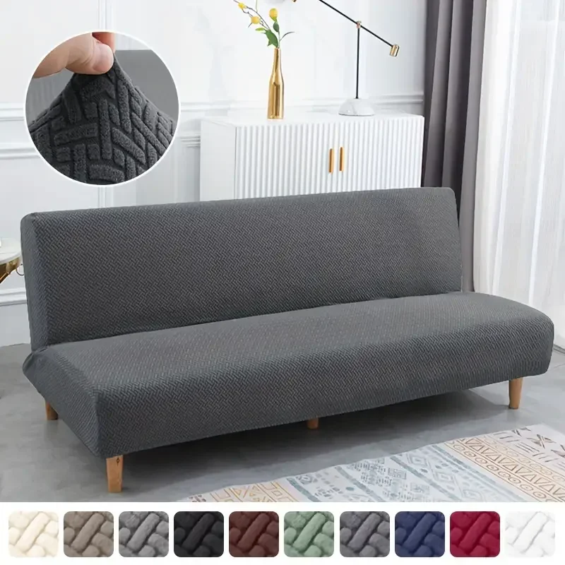 1/2/3 Seater Sofa Bed Cover Elastic Jacquard Folding Armless Seat Slipcovers for Living Room Couch Covers Long Chair Protector