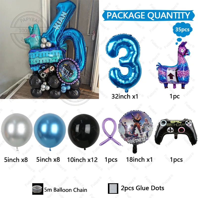 لعبة فيديو Fortnitions Boy أول حفلة عيد ميلاد الديكور الكرتون الألبكة اللاما استحمام الطفل الاطفال المفضلة لوازم الحفلات 2025