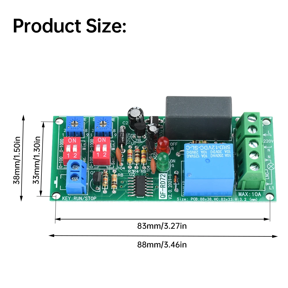 タイマーリレーモジュールAC 100V/110V/120V/127V/220V/230V/240V無限サイクル遅延タイミングスイッチオン/オフモジュールデュアルタイム調整
