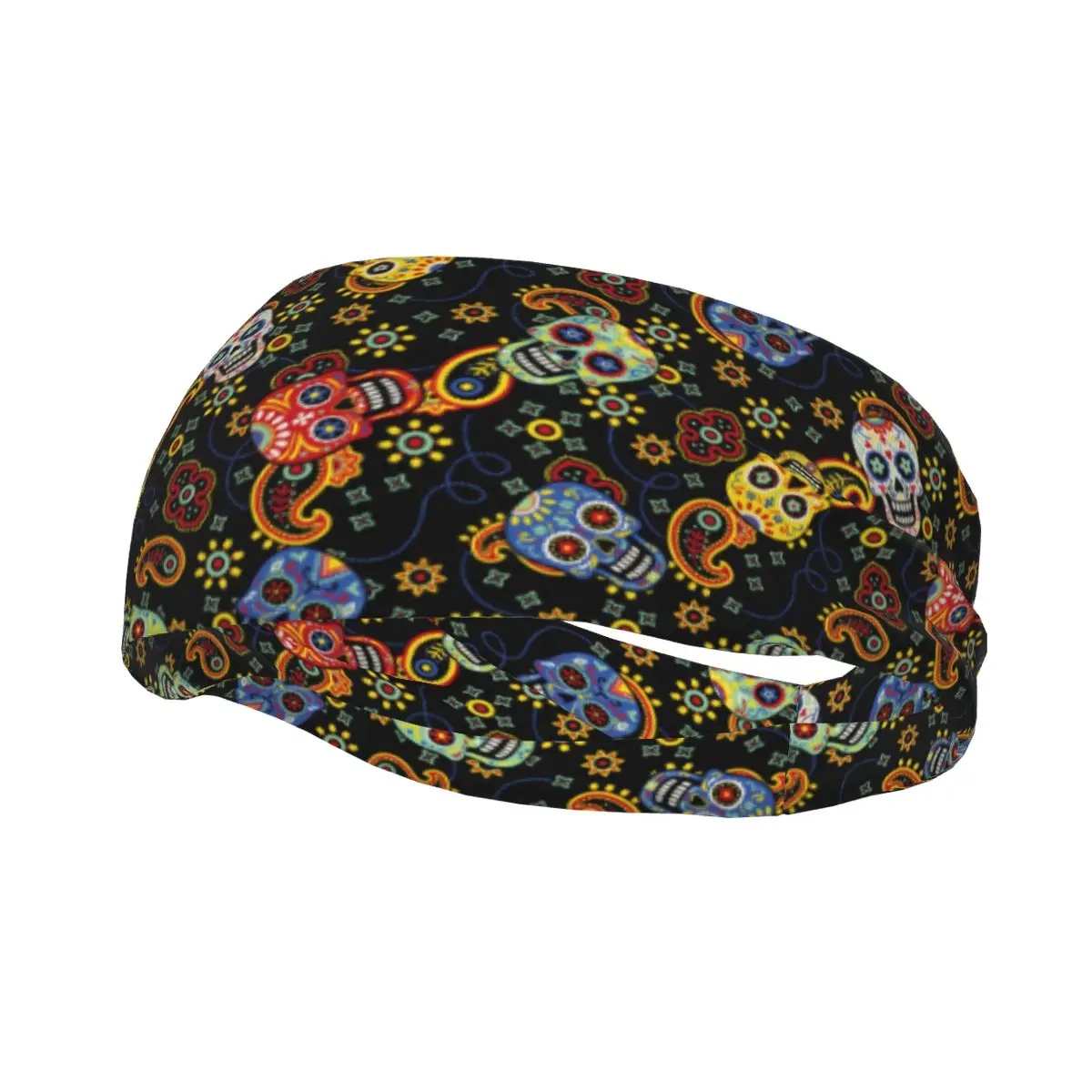 

Повязка на голову с милыми черепами «День мертвых» и банданой, повязка на голову с узором пейсли, повязка для волос для тенниса, тренажерного зала, фитнеса, головные уборы, аксессуары для волос