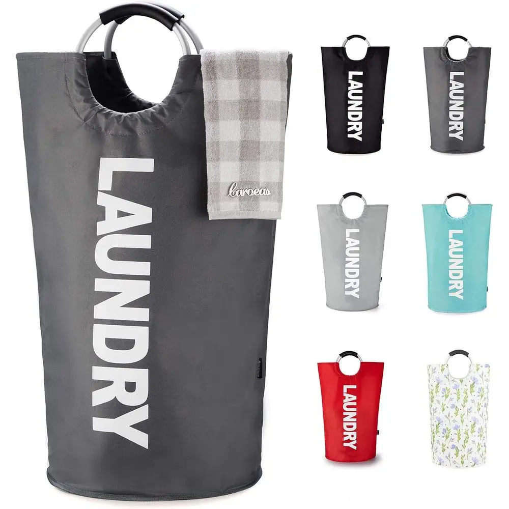 

Large 125L Collapsible Laundry Hamper with Padded Handles, Dark Grey, Easy Storage and Free Standing