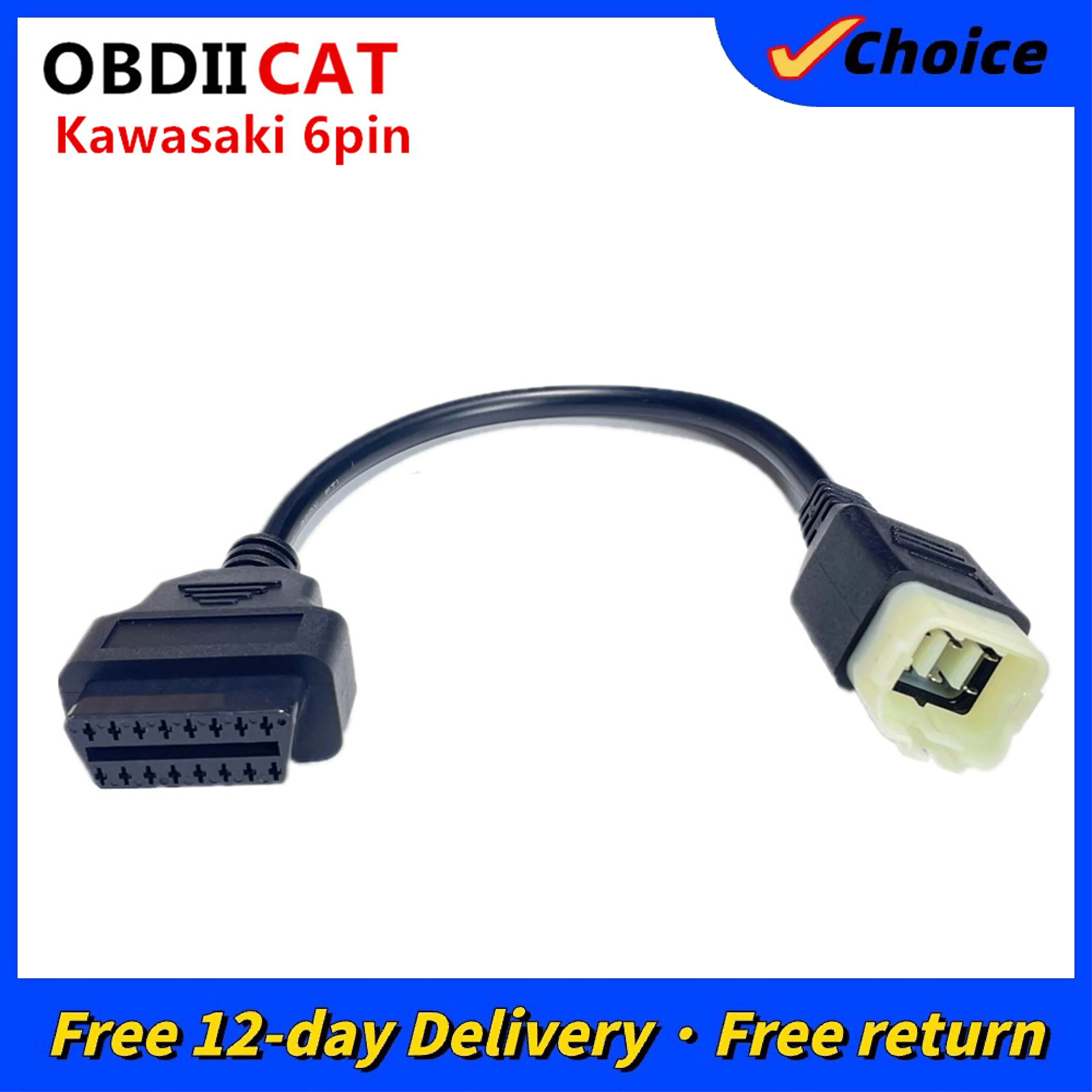 OBD2 Convert Cable for Kawasaki 6pin EFI Motorcycle Detector 6pin to OBD 16Pin Adapter Diagnostic Connector for Kawasaki