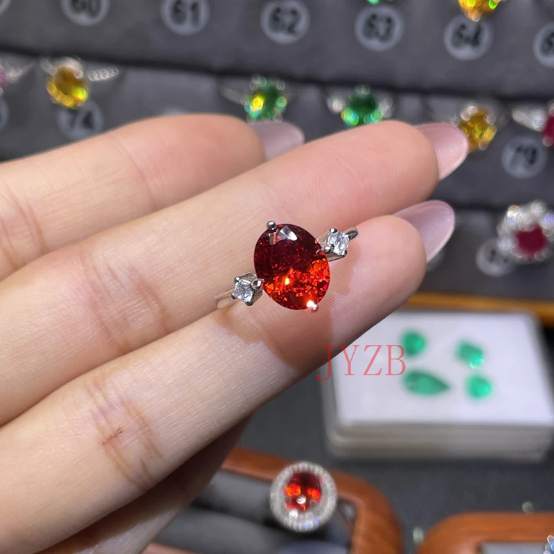 

Кольцо из чистого серебра 925 пробы, кольцо с красным турмалином, цвета высокой температуры обжига.