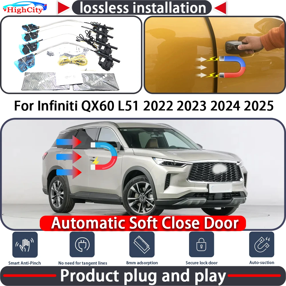 

HighCity Electric Closing Door Lock Actuator for Infiniti QX60 L51 2022 2023 2024 2025 Soft Close Power Latch System Auto Pull