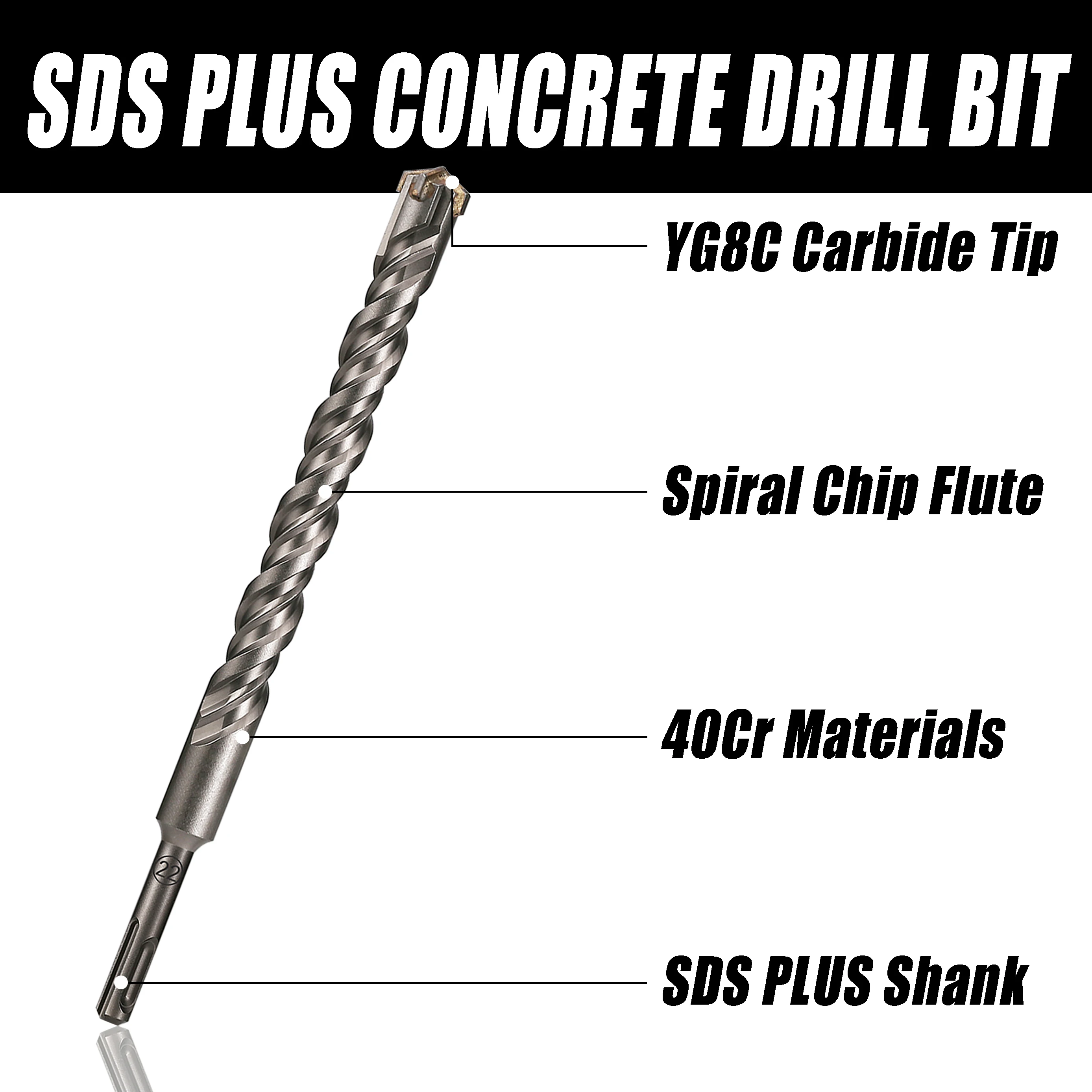 1Pc Concrete SDS Plus 6-25mm bit Cross Cutter head double auger Hammer 260mm Wall Brick Block Electric Hammer Masonry Bit