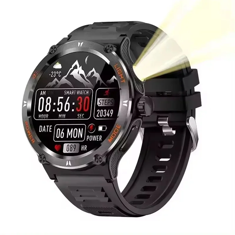 

2024 New KT76 Smart Watch 3ATM Waterproof 1.53" Compass LED Flashlight Heart Rate Bluetooth Call Men's Outdoor Sport Smartwatch.