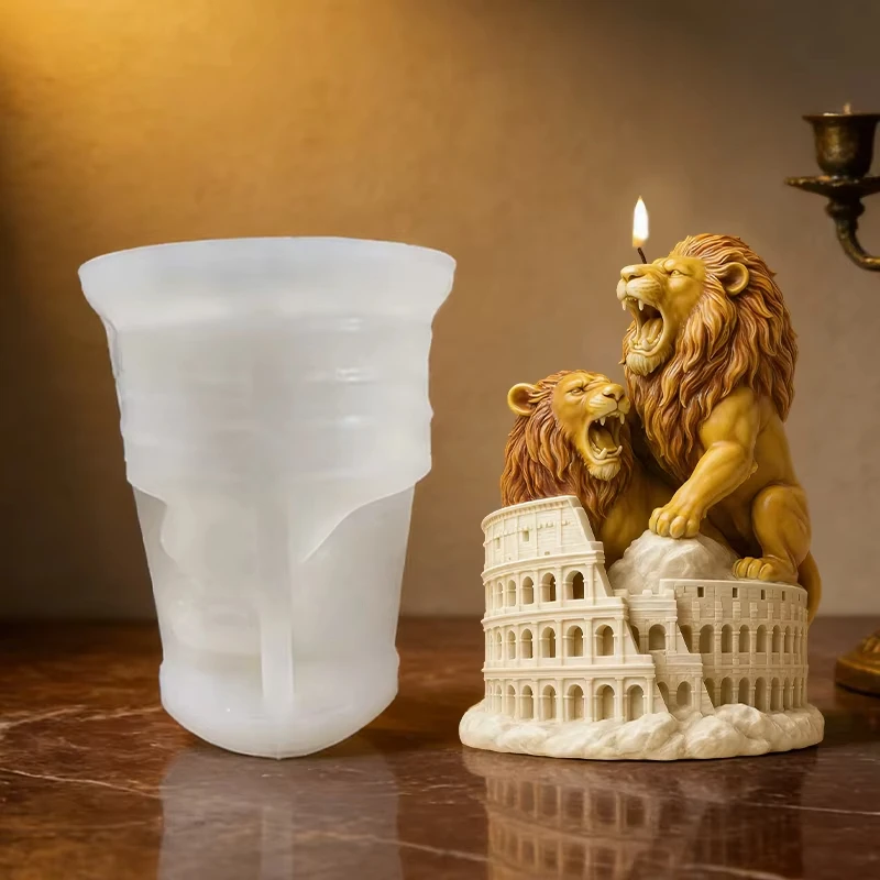 3D Wolf Big Ben Indian Elephant Taj Mahal Lion Colosseum Tiger Candle Silicone Mold DIY Soap Aroma Gypsum Craft  Mold Home Decor