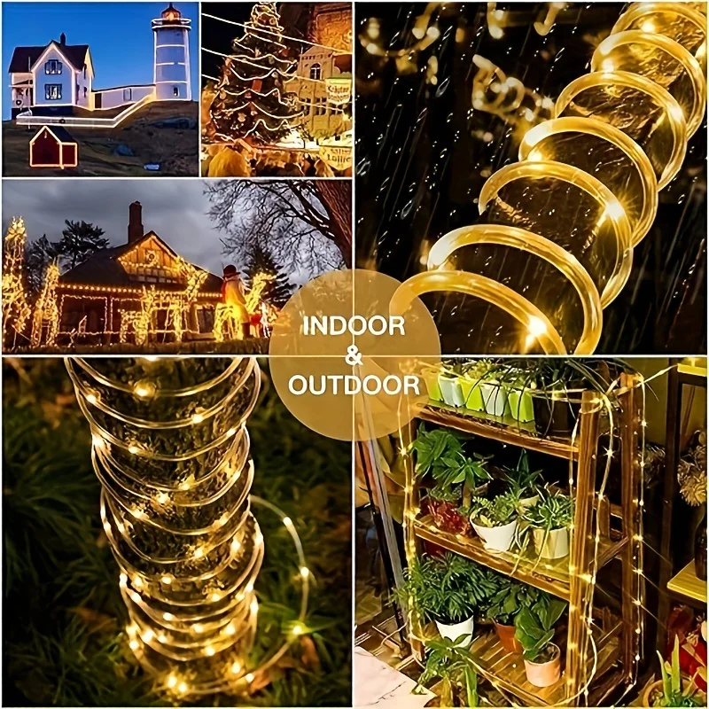 50/100/200/300LED Solar String Tube Light Outdoor Garden Decorative Light Festival Christmas Party LED Fairy String Lights 8mode