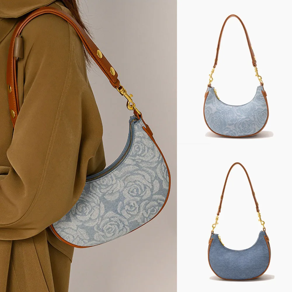 

Shoulder Bag for Women Small Purse Cute Clutch Canvas Handbag Trendy Crescent Bag