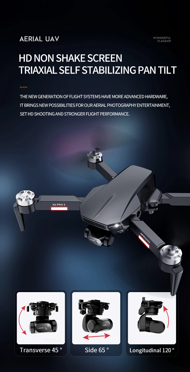 X2 PRO 3 RC Drone 4K HD Dual Camera 3-Axle Gimbal Aerial Photography Remote Control Quadcopter Foldable GPS Brushless Aircraft