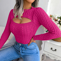 Sexy Hollow Out Sweater Women 2026 Autumn Winter Long Sleeve Knitted Pullovers Black Pink Green Purple
